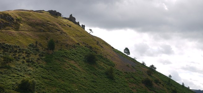 A storm approaches Castell Dinas Bran - viewed from the Panorama walk.